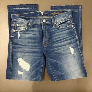 7 For All Mankind Cropped Boot Blue Denim Jeans - Size 26